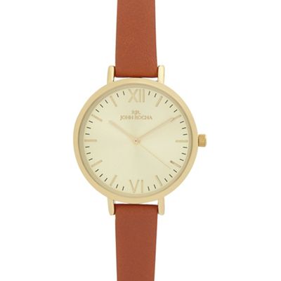 Ladies tan leather analogue watch